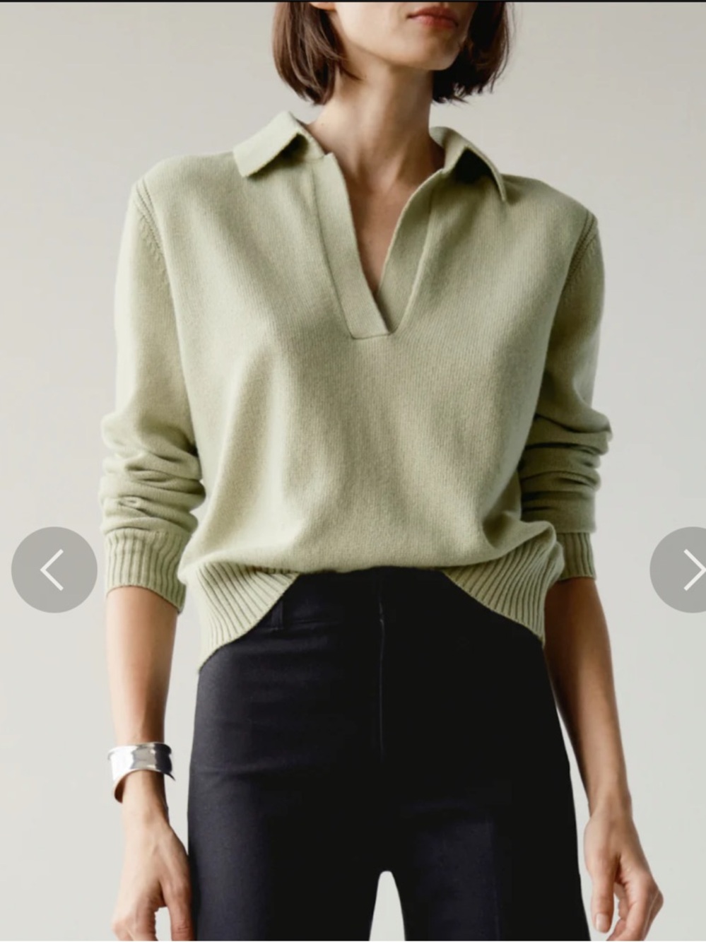 AYR V-Neck Polo Sweater in Sage Green